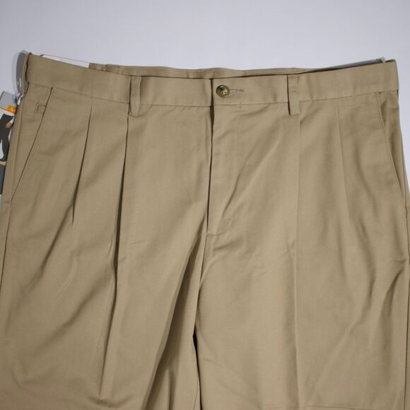 NWT Savane Elastic Comfort Waist Dress Khaki Pleated Cuffed Pants Men 40x32 (B5) - Picture 10 of 11